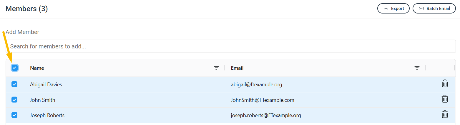 evaluator name checkbox