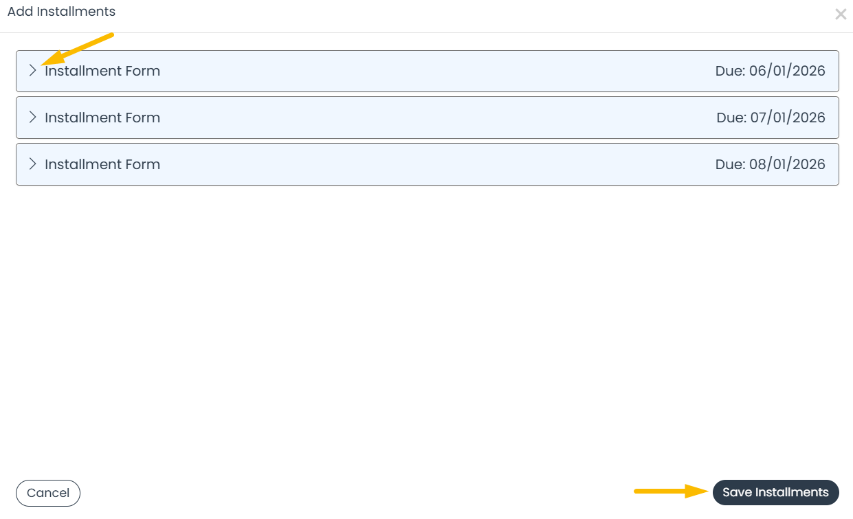 add installment window