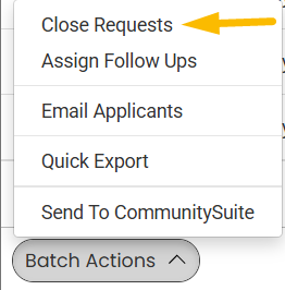close request option