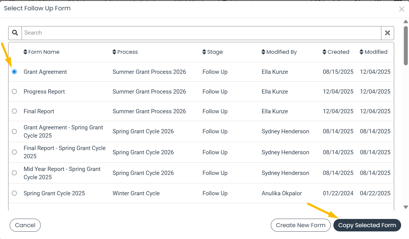copy selected form