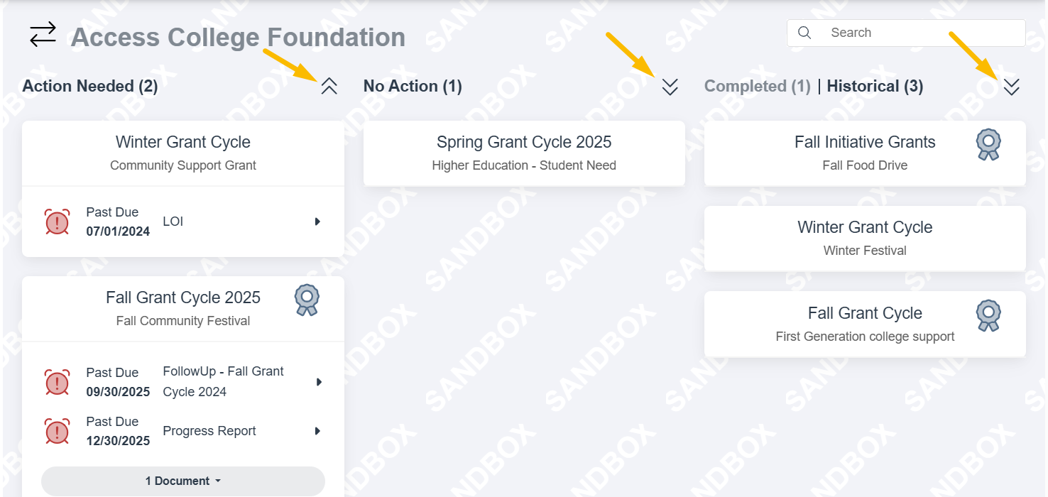 applicant dashboard columns