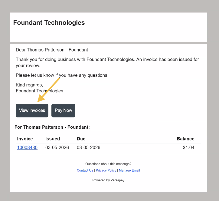 view invoices button