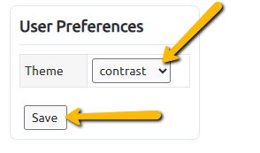 theme option and save button