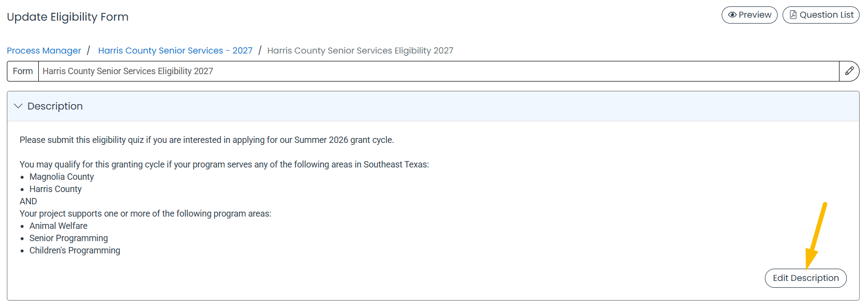 edit description button