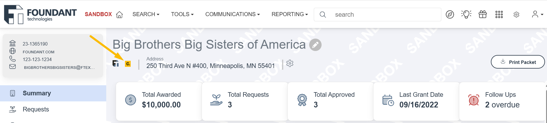 public profile button