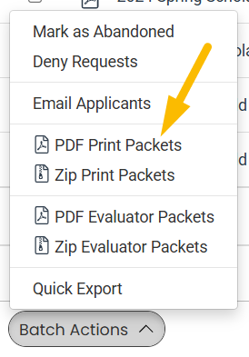 pdf print packets batch action