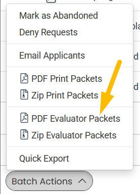 pdf evaluator packet batch action