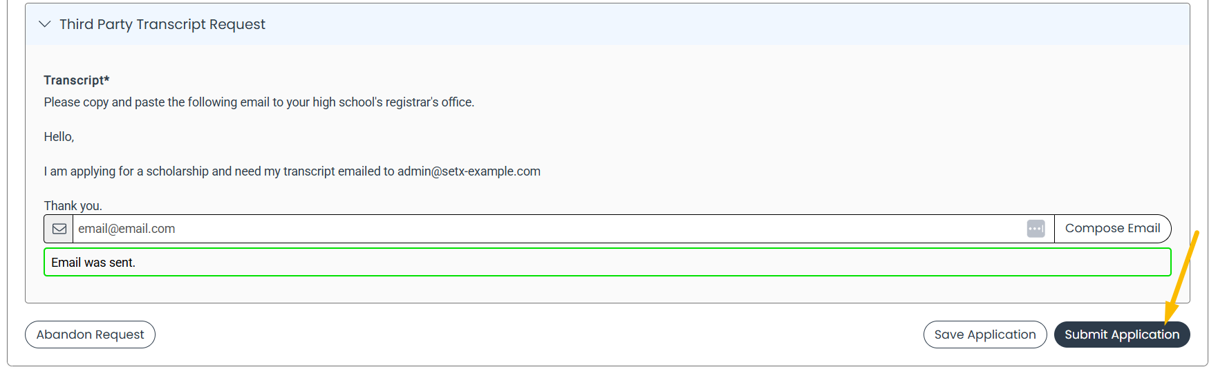 Submit Application button