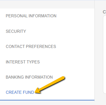create fund button