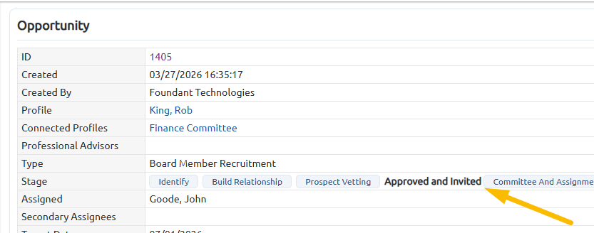 board member approved and invited stage