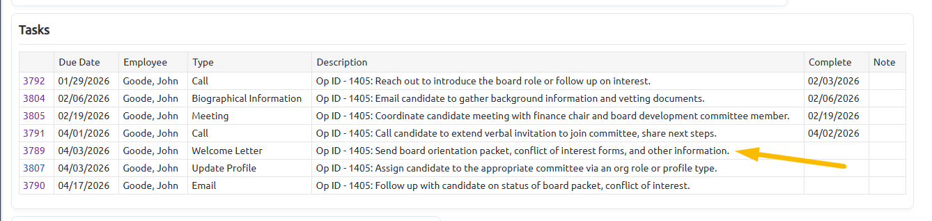 board member welcome letter task