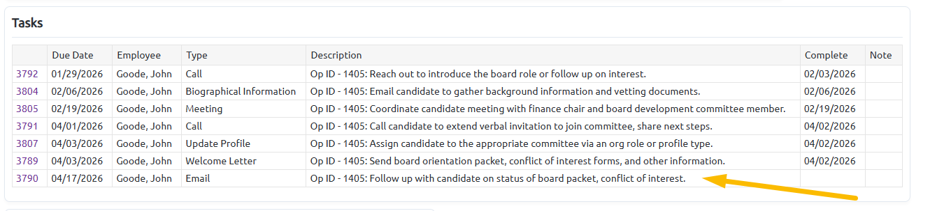 board member follow up task