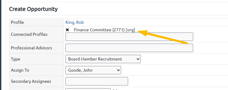 connected profile - finance committee