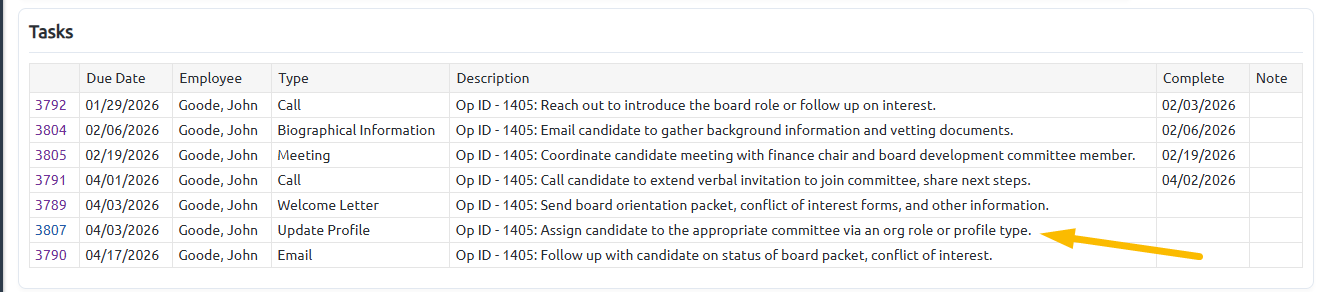 board member update profile task