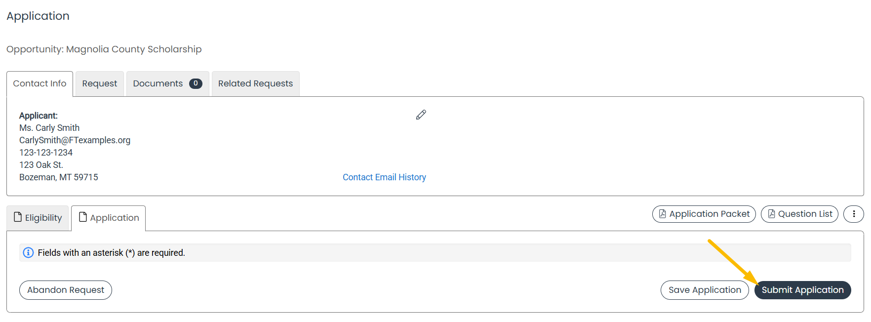 submit application button