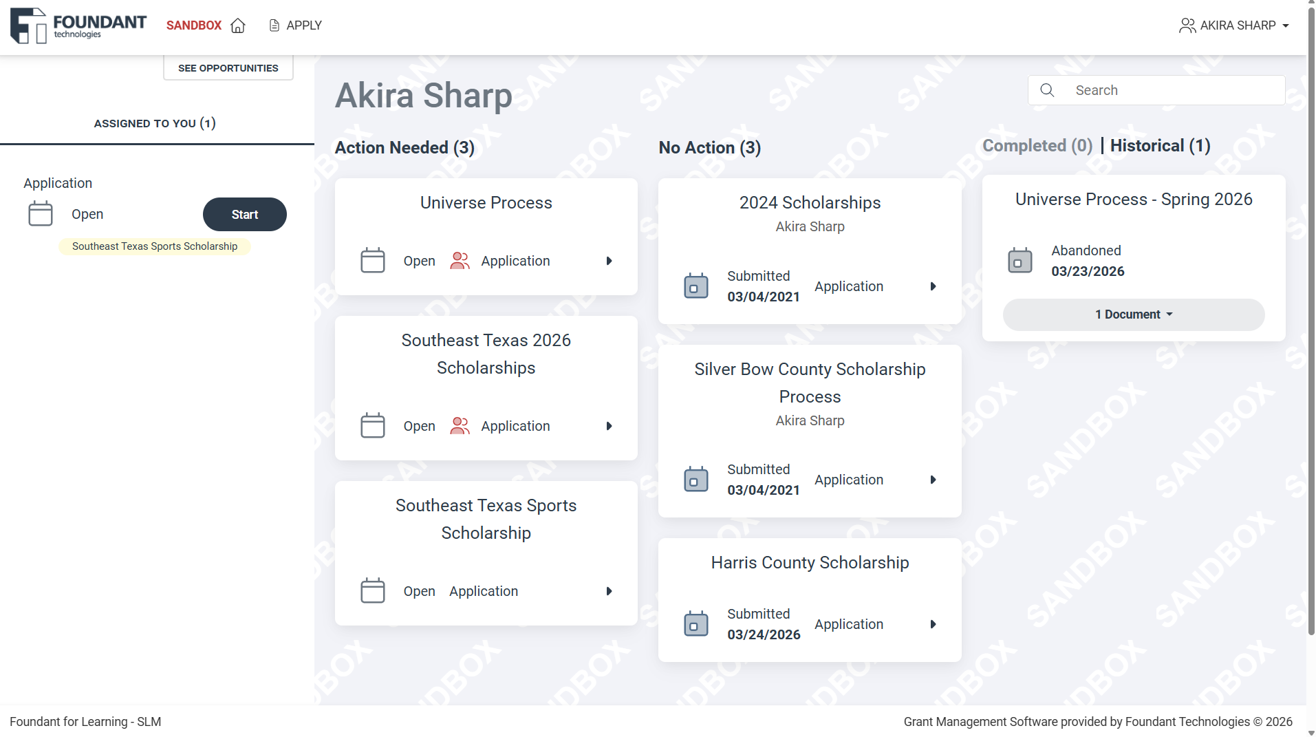 applicant dashboard