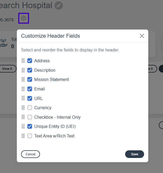 Customizable header fields