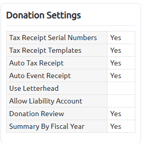 donation settings