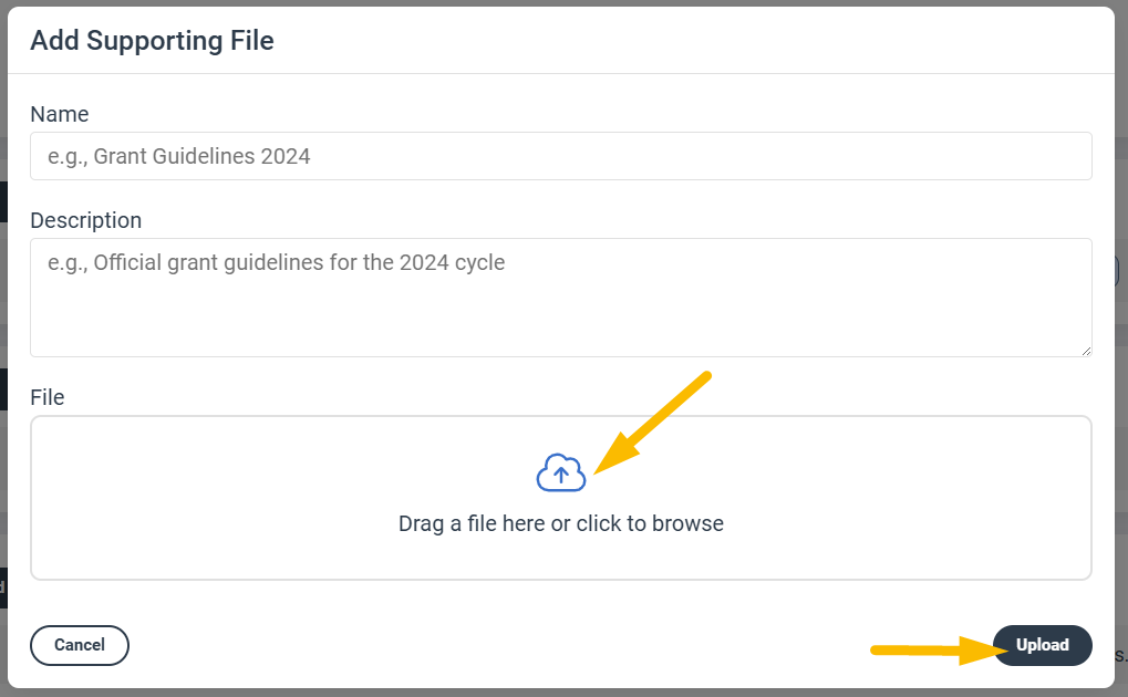 Upload button