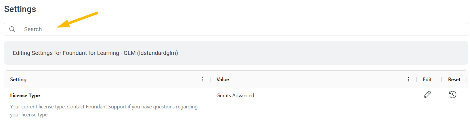 search settings