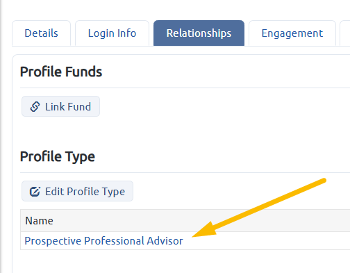 Prospective professional advisor profile type