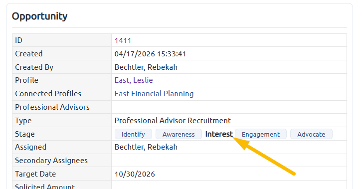 Professional advisor stage 3 interest