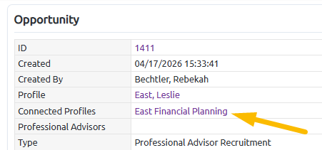 Professional advisor connected opportunity firm engagement tab