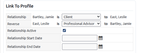 Professional advisor profile link client