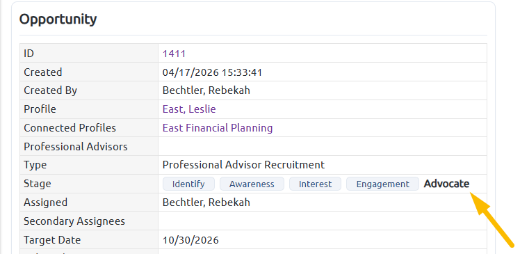 Professional advisor advocate stage