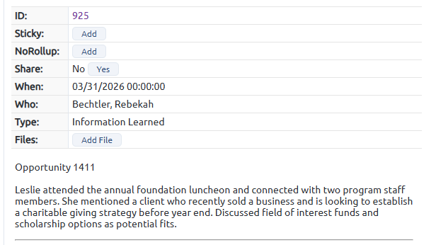 Professional advisor information learned note
