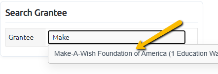 grantee dropdown