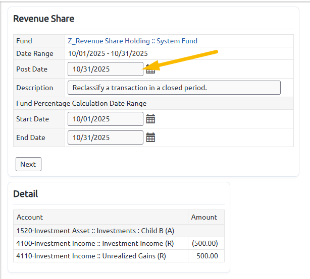 Revenue share post date