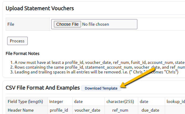 download template button