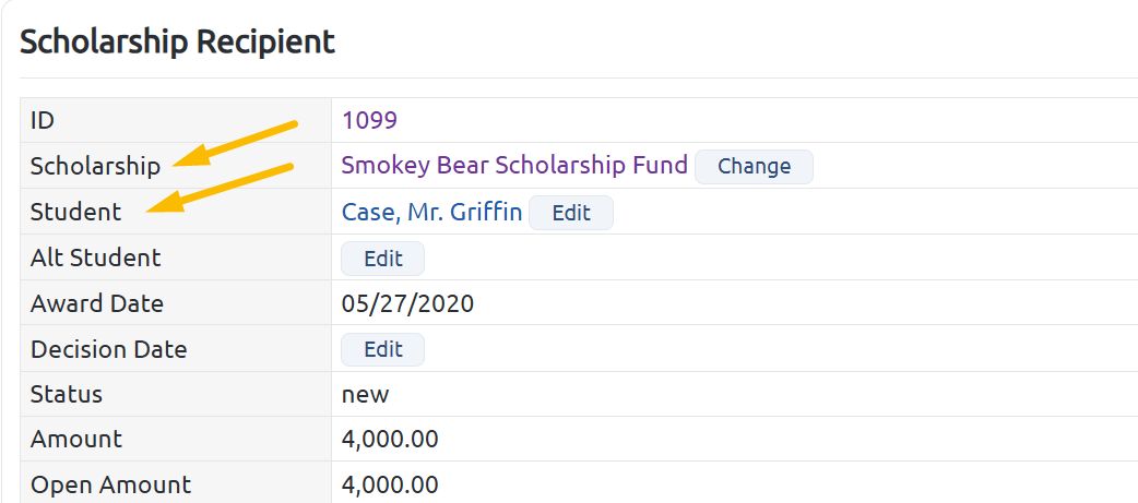 scholarship and student fields