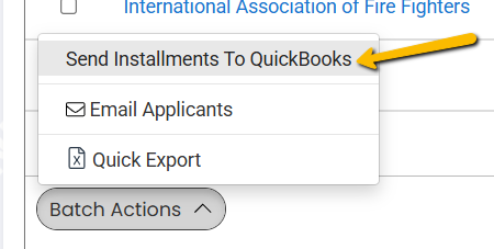 Send Installments to QuickBooks batch action