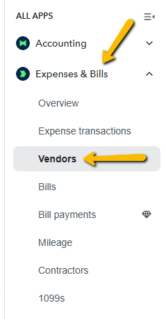Vendors button