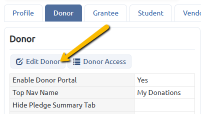 edit donor button