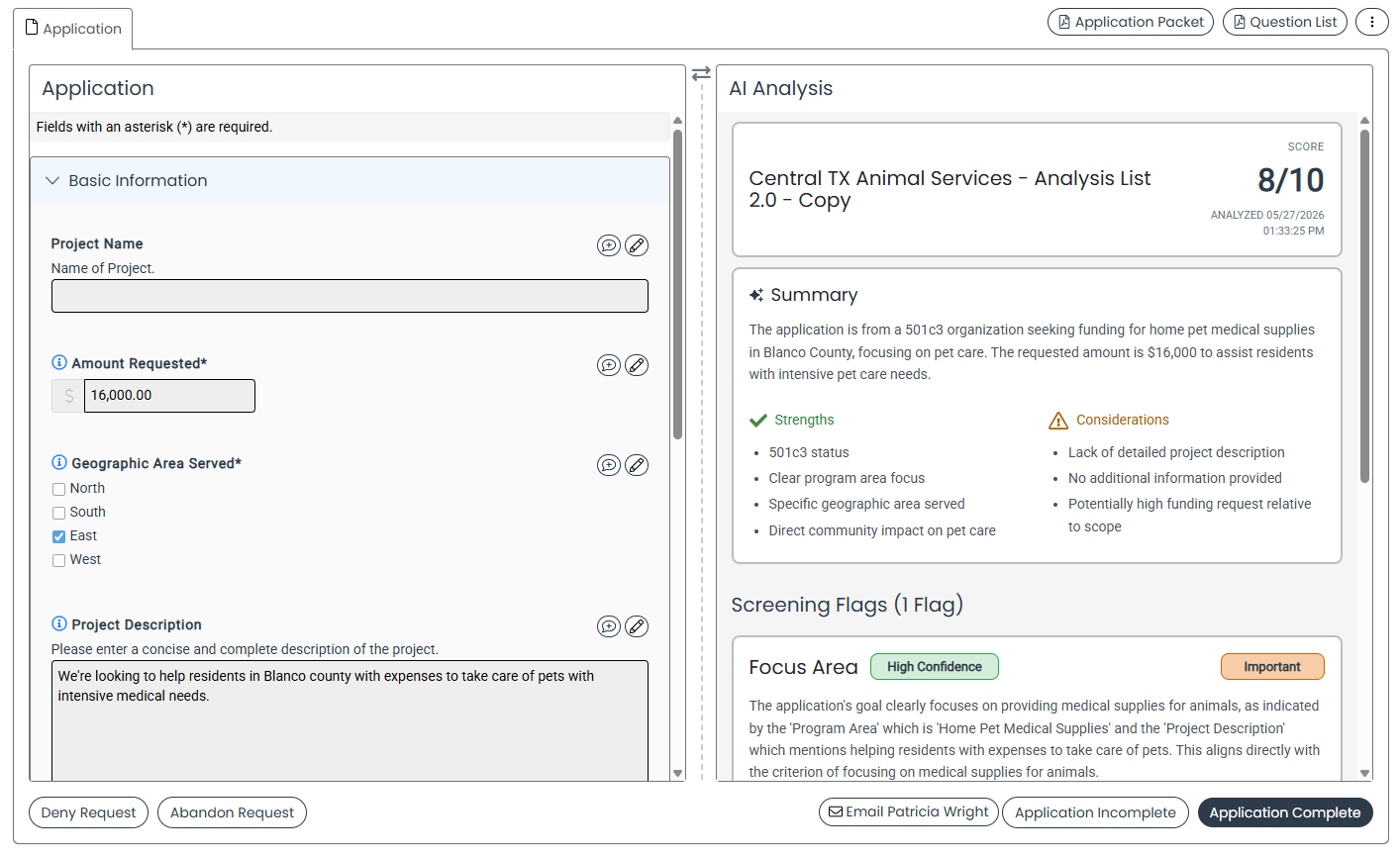 Re-analyzed application