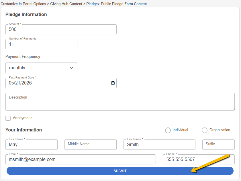 submit button