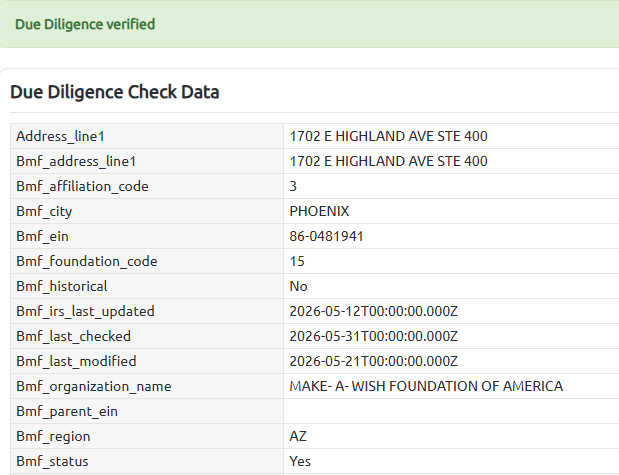 due diligence data