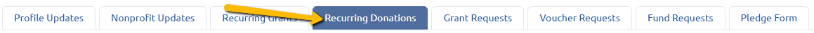 recurring donations tab