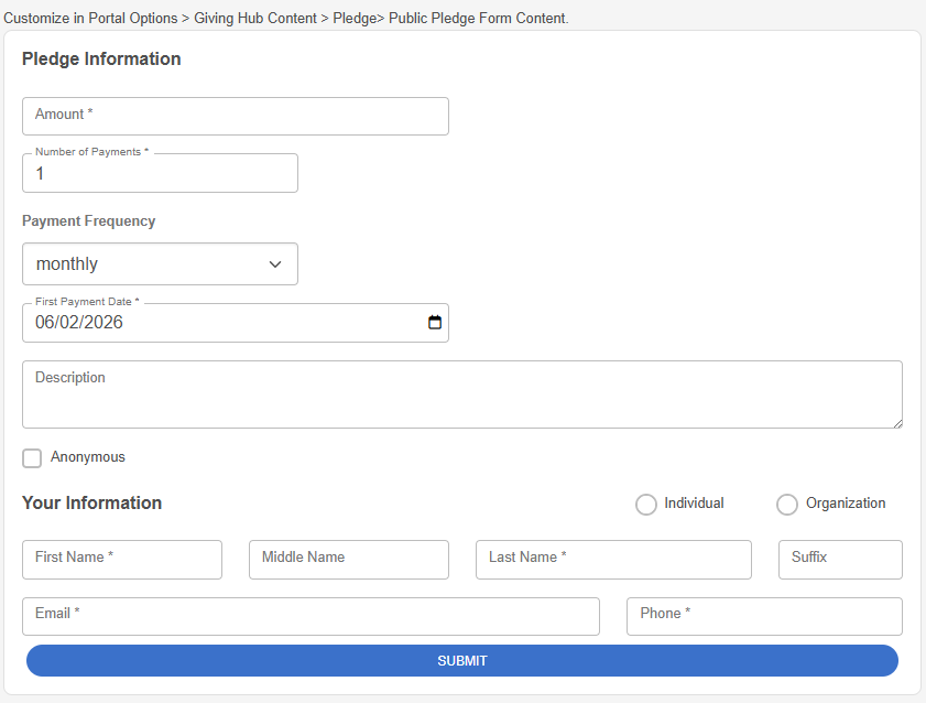 pledge/promise form