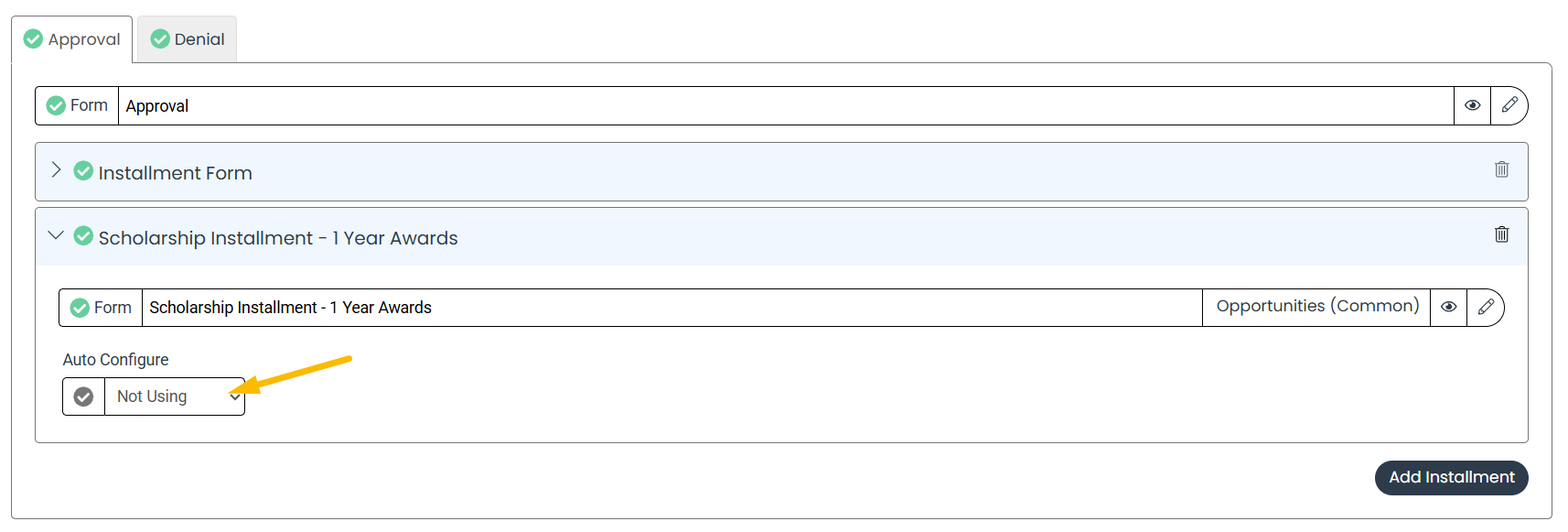 not using option