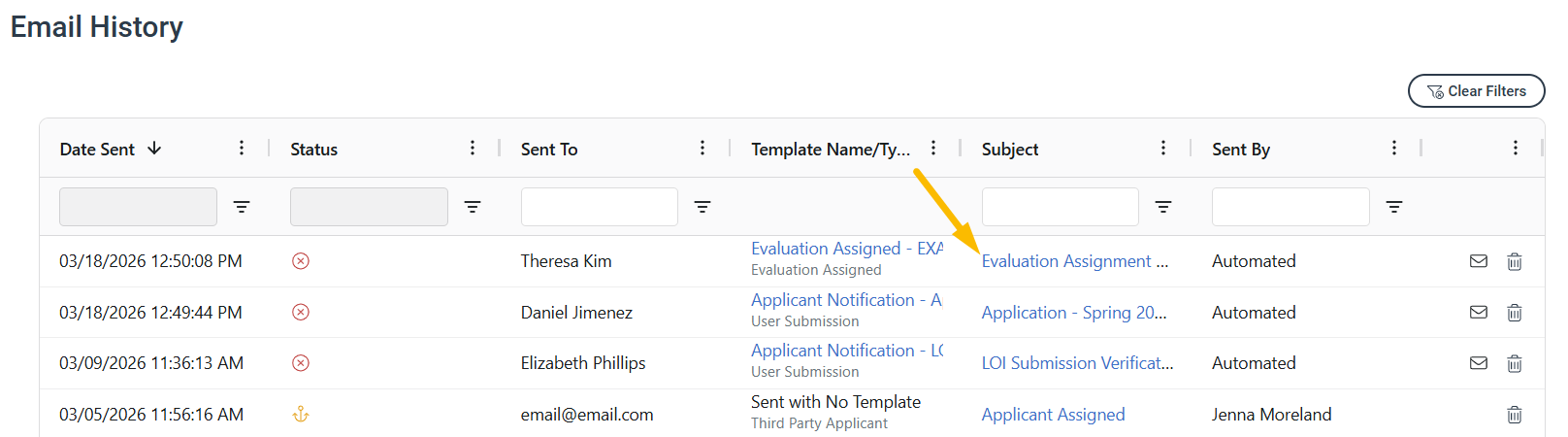 Email subject line