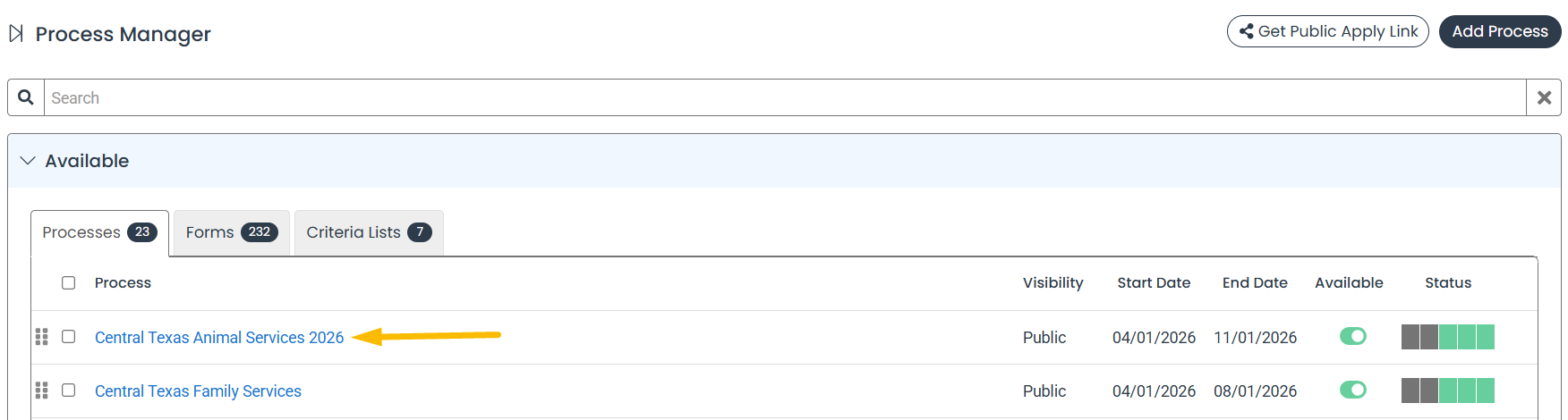 process name