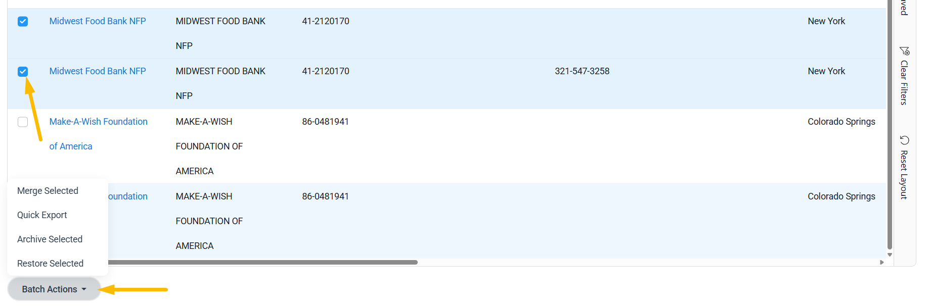 Batch Actions
