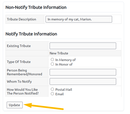 update button