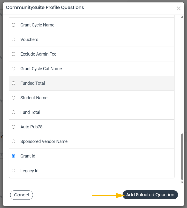 Add Selected Question