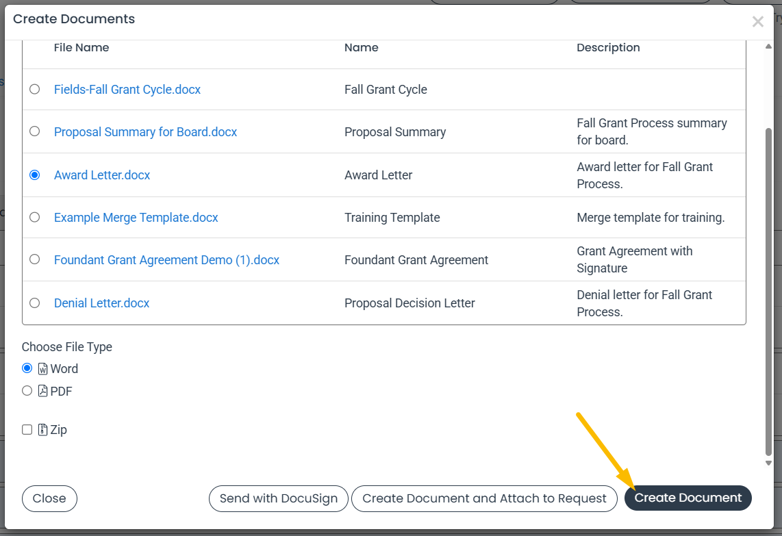create document