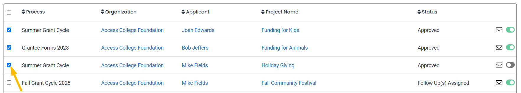 request checkbox